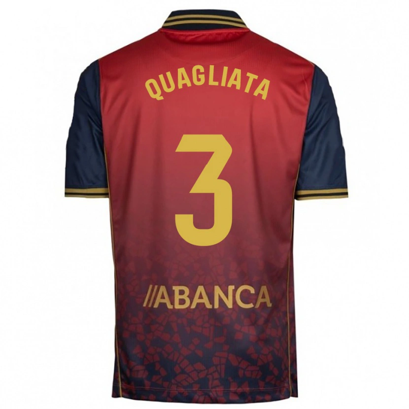 Danxen Mujer Camiseta Giacomo Quagliata #3 Rojo Marino 2ª Equipación 2025/26 La Camisa