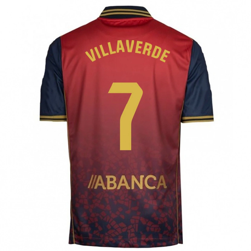 Danxen Mujer Camiseta Hugo Villaverde #7 Rojo Marino 2ª Equipación 2025/26 La Camisa