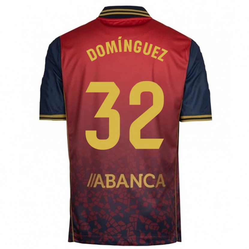 Danxen Mujer Camiseta David Domínguez #32 Rojo Marino 2ª Equipación 2025/26 La Camisa