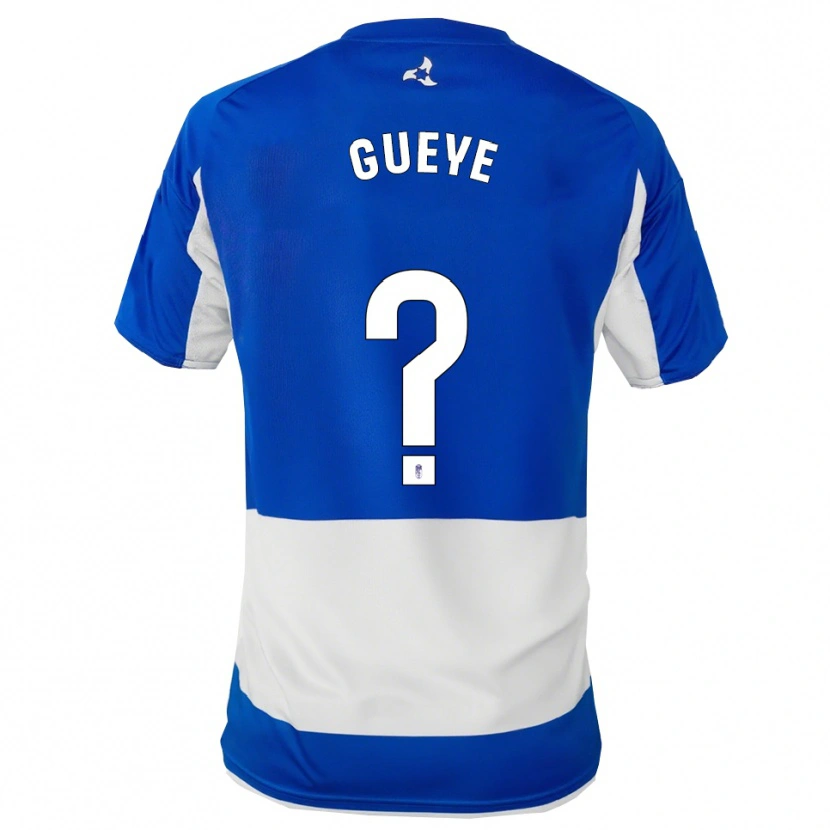Danxen Mujer Camiseta David Gueye #0 Azul Blanco 2ª Equipación 2025/26 La Camisa