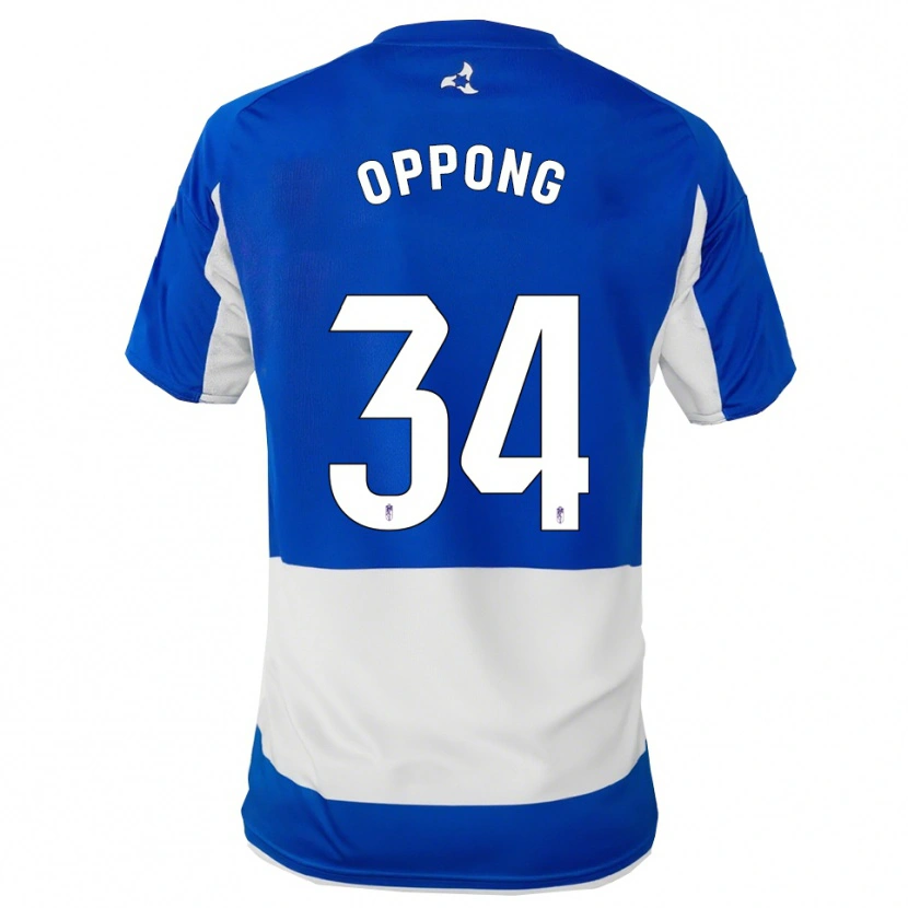 Danxen Mujer Camiseta Oscar Naasei Oppong #34 Azul Blanco 2ª Equipación 2025/26 La Camisa
