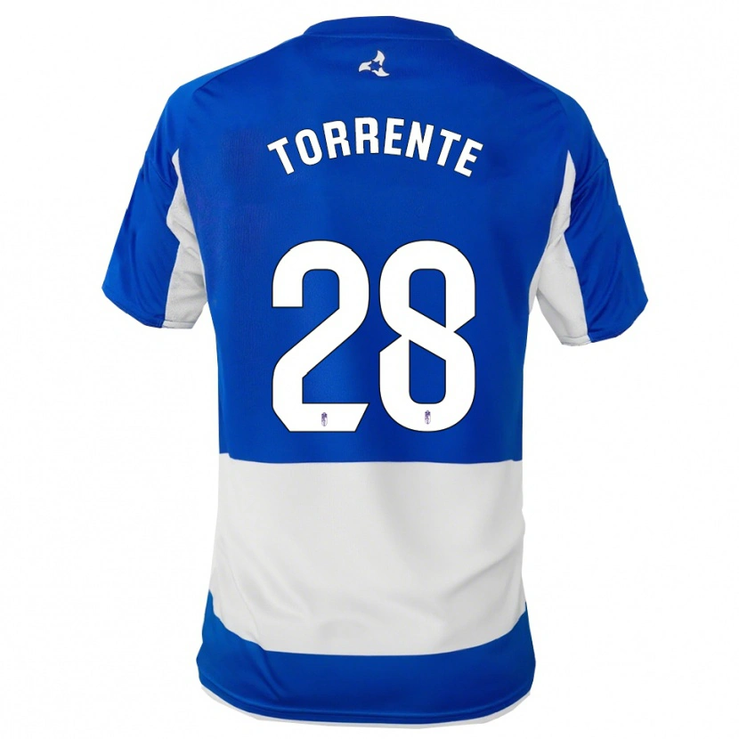 Danxen Mujer Camiseta Raúl Torrente #28 Azul Blanco 2ª Equipación 2025/26 La Camisa