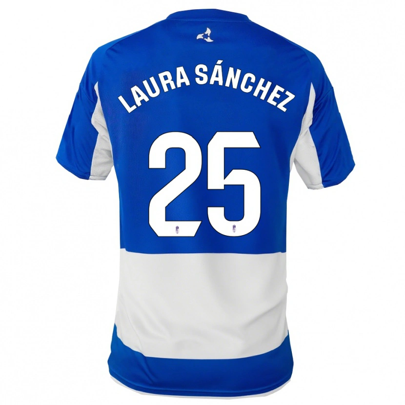 Danxen Mujer Camiseta Laura Sánchez Comuñas #25 Azul Blanco 2ª Equipación 2025/26 La Camisa