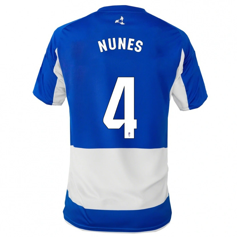 Danxen Mujer Camiseta David Nunes #4 Azul Blanco 2ª Equipación 2025/26 La Camisa