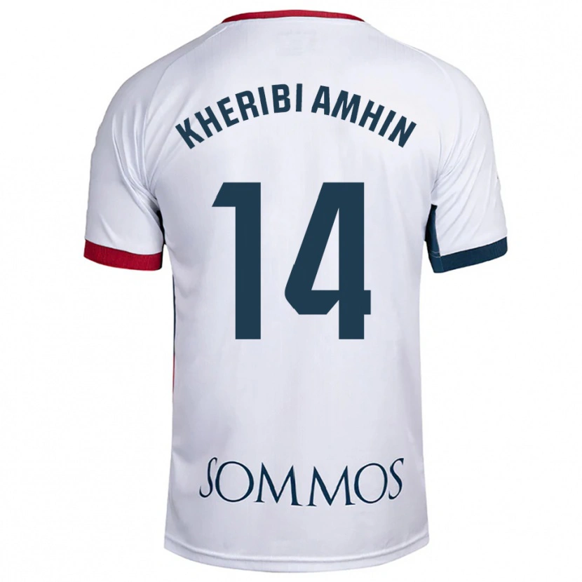 Danxen Mujer Camiseta Nabil Kheribi Amhin #14 Blanco Rojo 2ª Equipación 2025/26 La Camisa