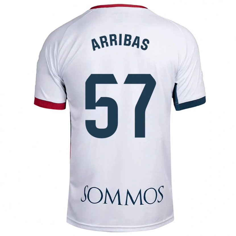 Danxen Mujer Camiseta Sergio Arribas #57 Blanco Rojo 2ª Equipación 2025/26 La Camisa
