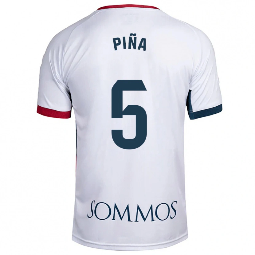 Danxen Mujer Camiseta Piña #5 Blanco Rojo 2ª Equipación 2025/26 La Camisa