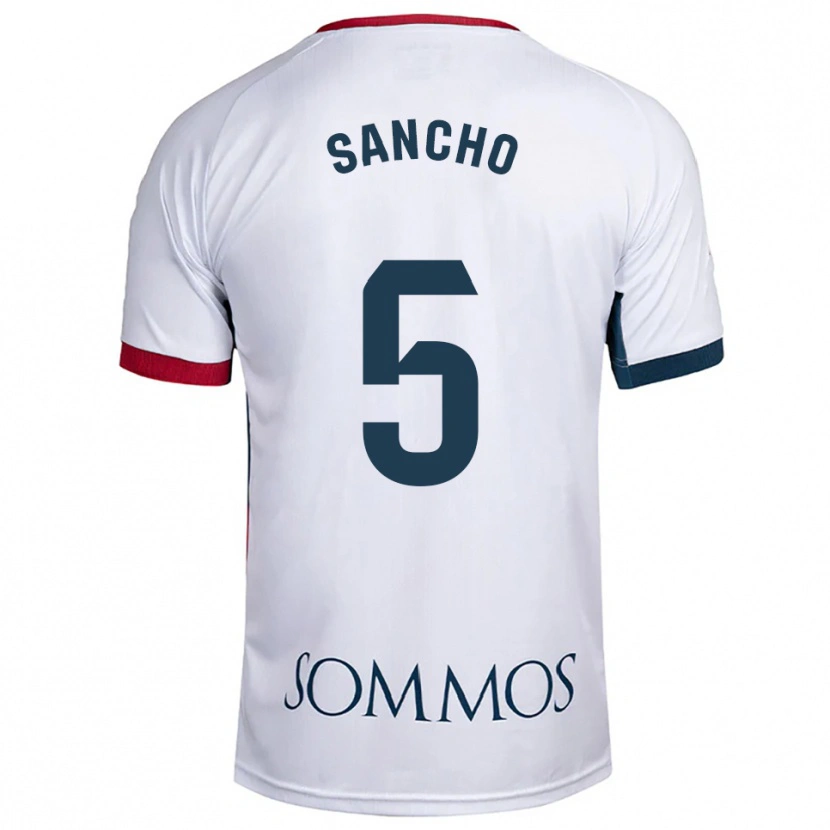 Danxen Mujer Camiseta Esther Sancho #5 Blanco Rojo 2ª Equipación 2025/26 La Camisa