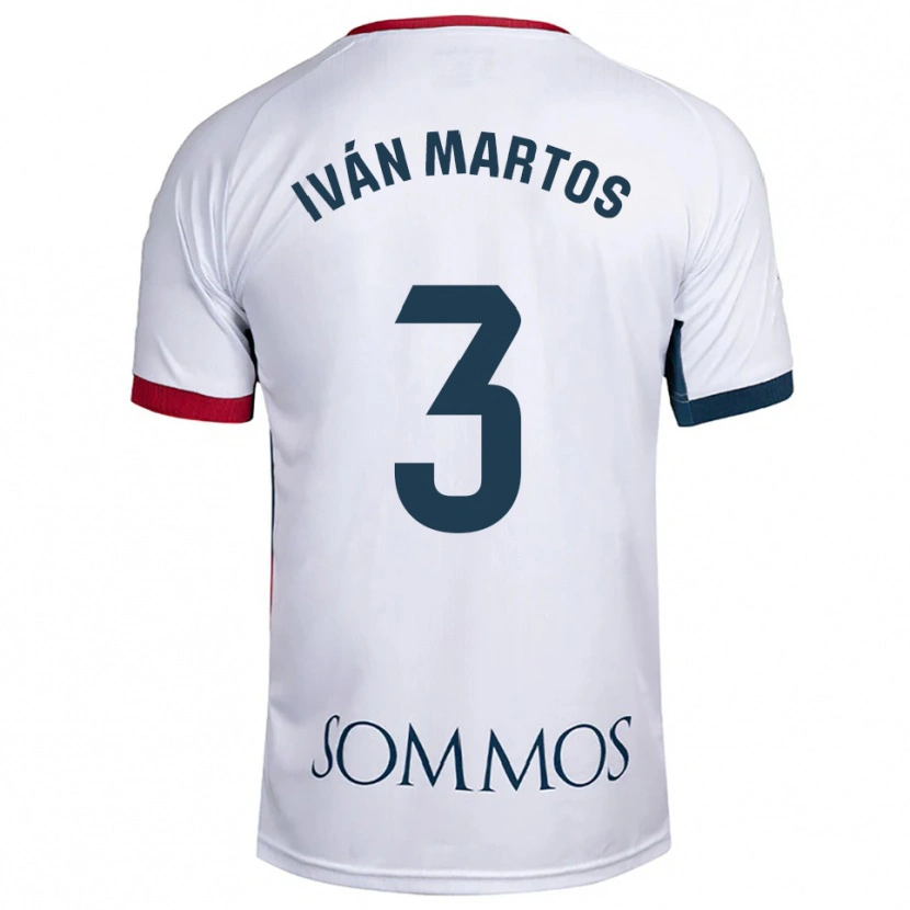 Danxen Mujer Camiseta Iván Martos #3 Blanco Rojo 2ª Equipación 2025/26 La Camisa