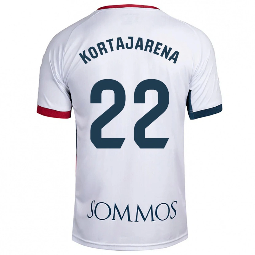 Danxen Mujer Camiseta Iker Kortajarena #22 Blanco Rojo 2ª Equipación 2025/26 La Camisa