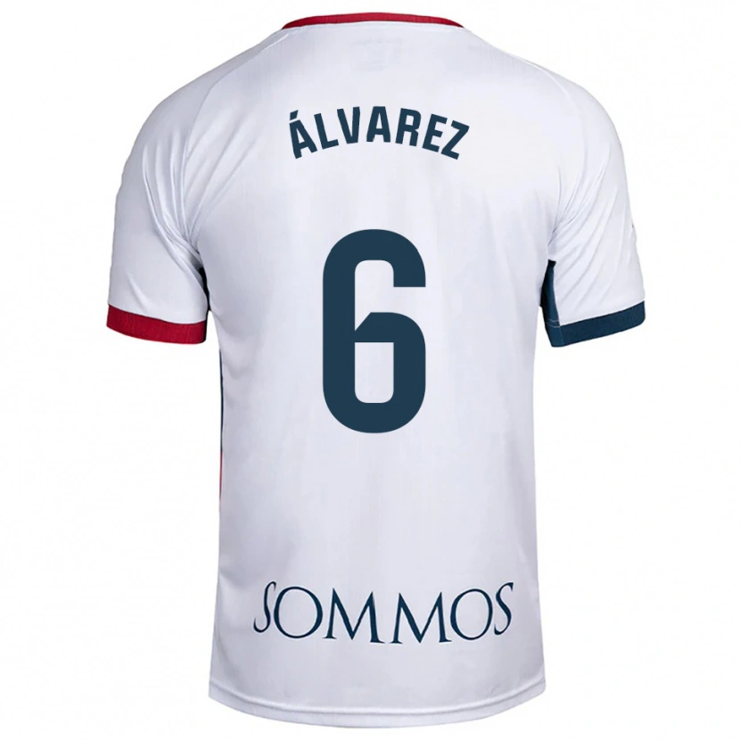 Danxen Mujer Camiseta Jesús Álvarez #6 Blanco Rojo 2ª Equipación 2025/26 La Camisa