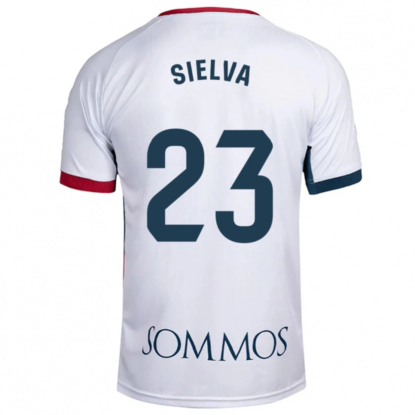 Danxen Mujer Camiseta Óscar Sielva #23 Blanco Rojo 2ª Equipación 2025/26 La Camisa