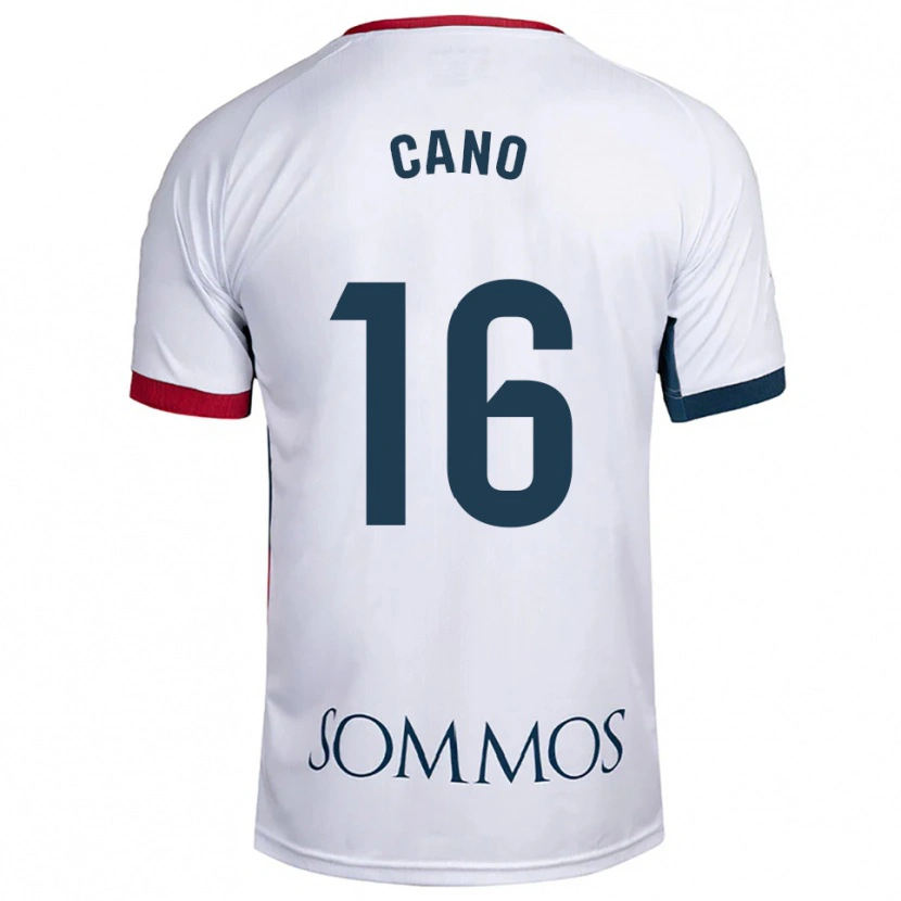 Danxen Mujer Camiseta Juan Cano #16 Blanco Rojo 2ª Equipación 2025/26 La Camisa