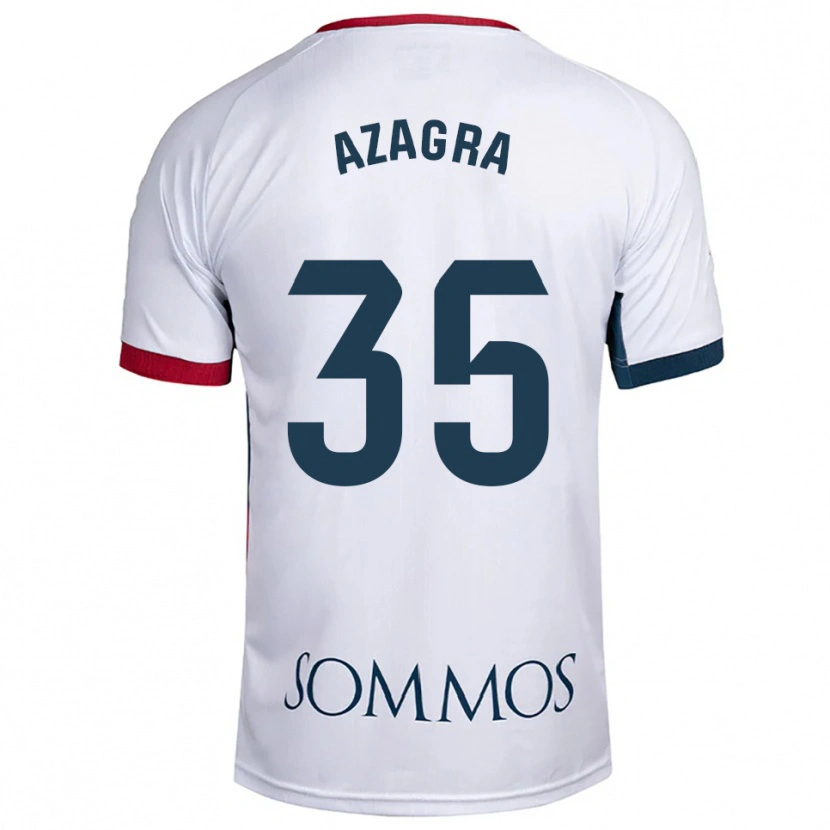 Danxen Mujer Camiseta Nico Azagra #35 Blanco Rojo 2ª Equipación 2025/26 La Camisa