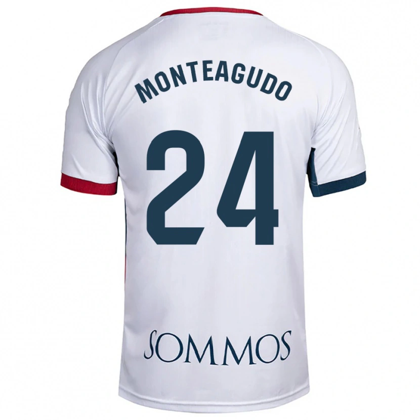 Danxen Mujer Camiseta Miguel Monteagudo #24 Blanco Rojo 2ª Equipación 2025/26 La Camisa