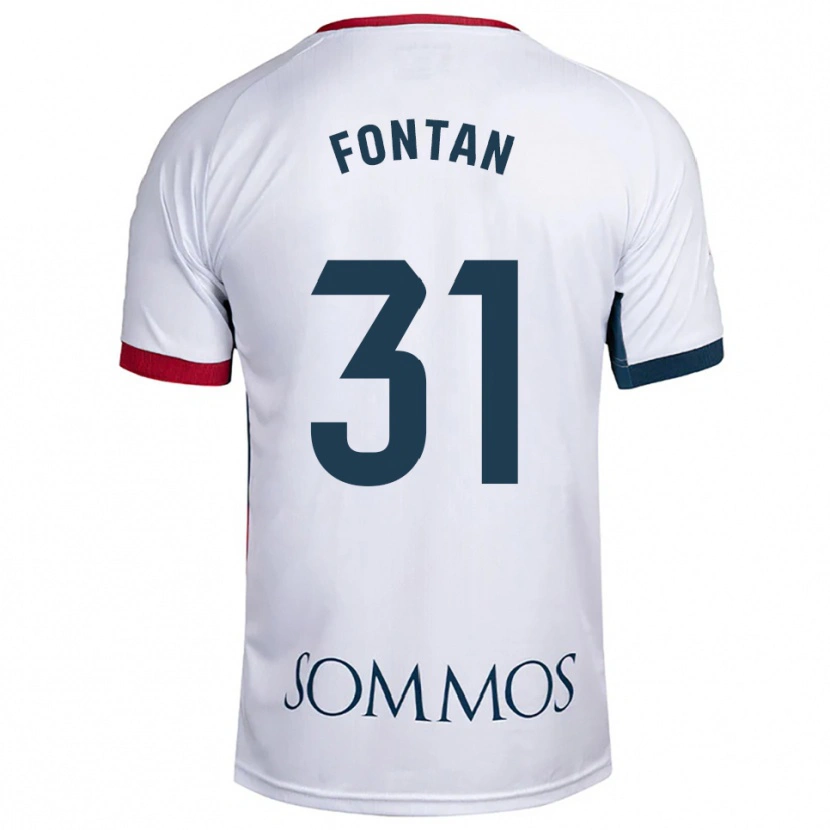 Danxen Mujer Camiseta Nico Fontán #31 Blanco Rojo 2ª Equipación 2025/26 La Camisa