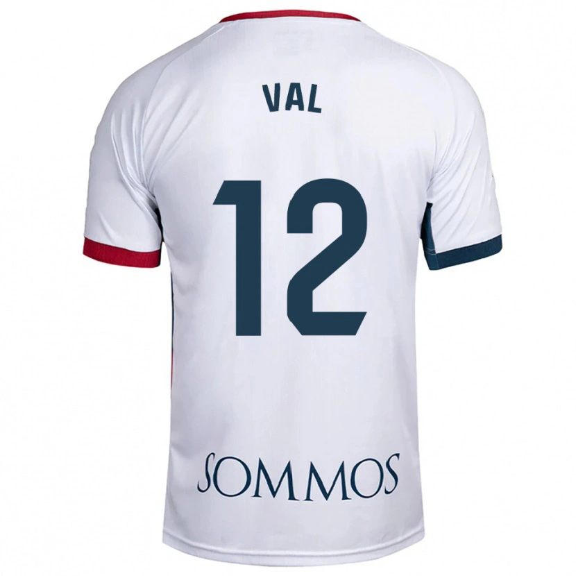 Danxen Mujer Camiseta Ángel Val #12 Blanco Rojo 2ª Equipación 2025/26 La Camisa