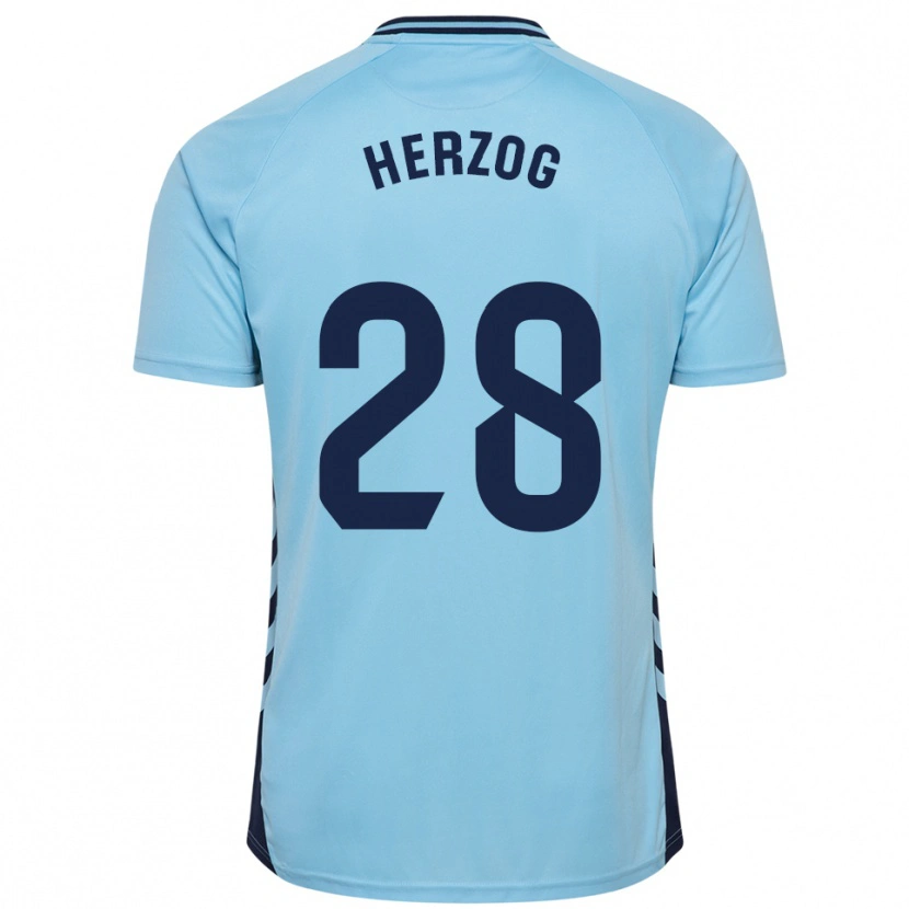 Danxen Mujer Camiseta Juanma Herzog #28 Celeste 2ª Equipación 2025/26 La Camisa