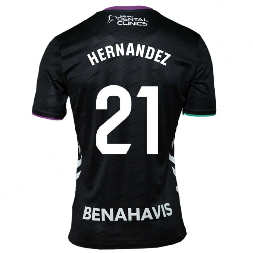 Danxen Mujer Camiseta Juan Hernández #21 Negro Morado Verde 2ª Equipación 2025/26 La Camisa
