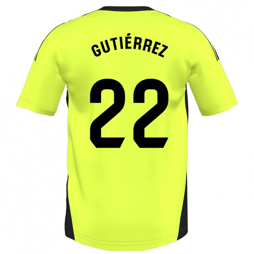 Danxen Mujer Camiseta Juan Gutiérrez #22 Amarillo Fluorescente 2ª Equipación 2025/26 La Camisa