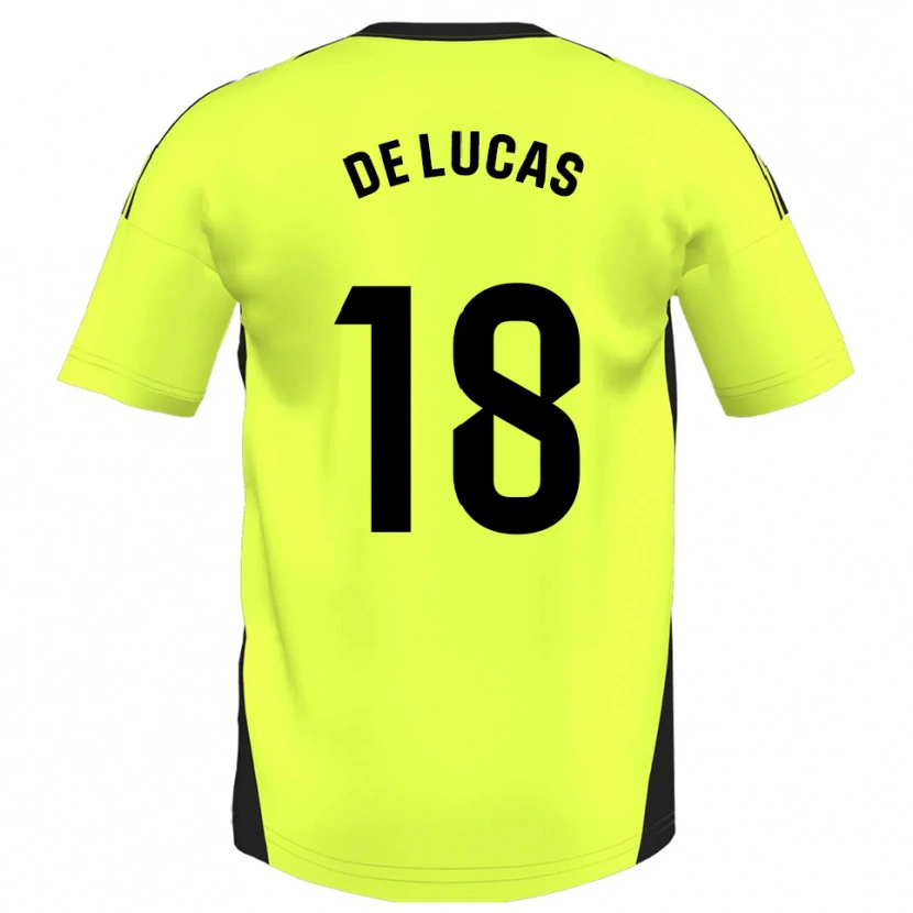Danxen Mujer Camiseta Alejandro De Lucas #18 Amarillo Fluorescente 2ª Equipación 2025/26 La Camisa