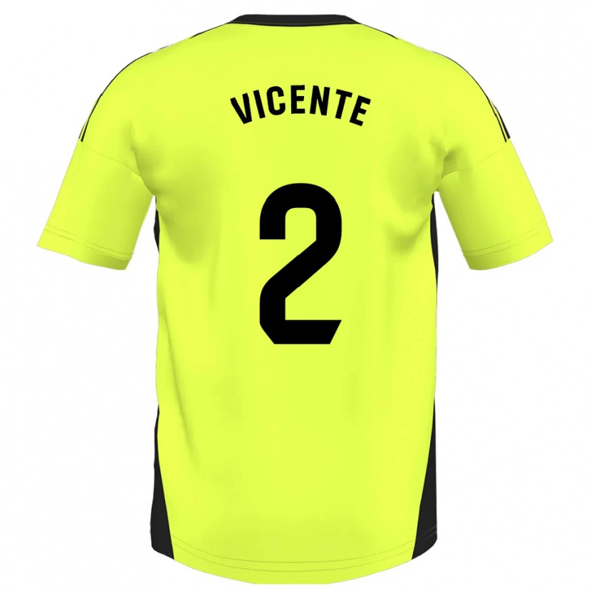 Danxen Mujer Camiseta David Vicente #2 Amarillo Fluorescente 2ª Equipación 2025/26 La Camisa