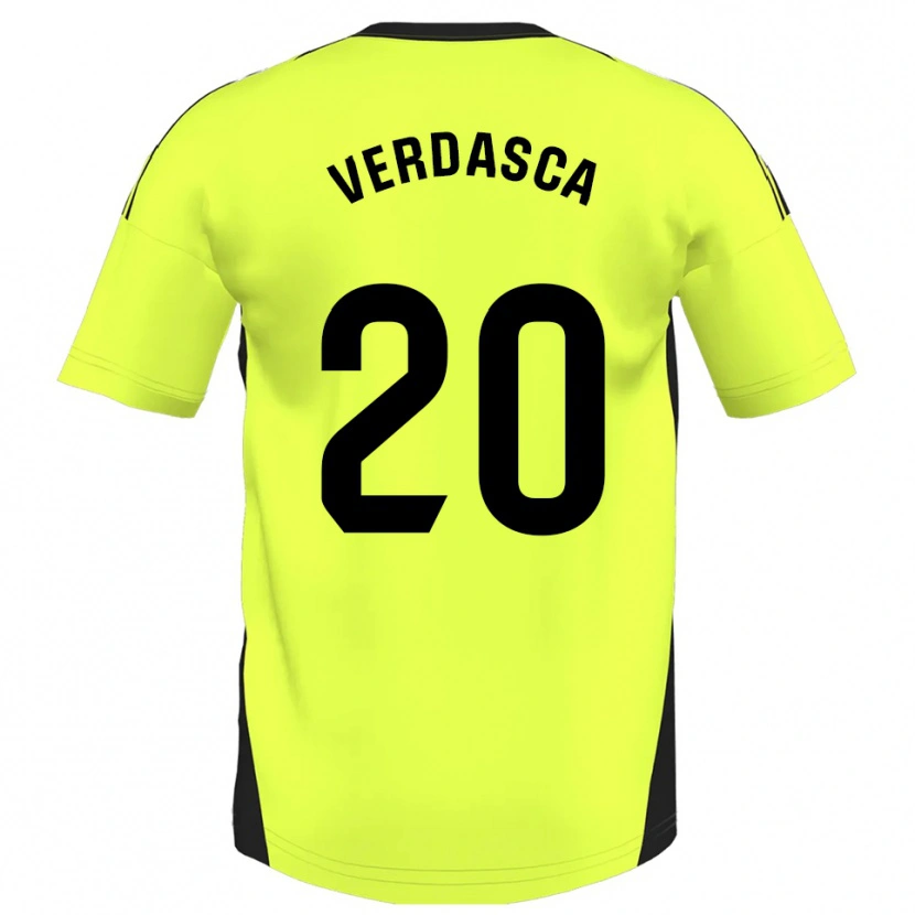 Danxen Mujer Camiseta Diogo Verdasca #20 Amarillo Fluorescente 2ª Equipación 2025/26 La Camisa