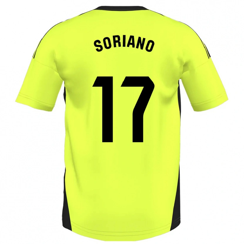 Danxen Mujer Camiseta Adrián Soriano #17 Amarillo Fluorescente 2ª Equipación 2025/26 La Camisa
