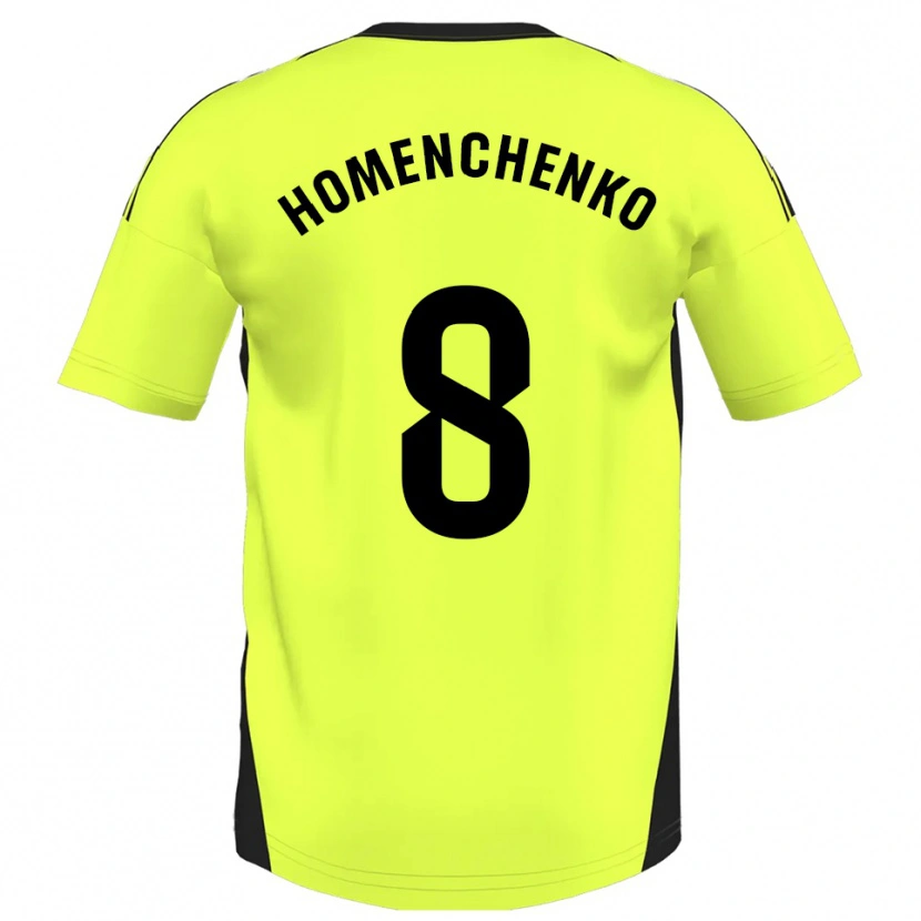 Danxen Mujer Camiseta Santiago Homenchenko #8 Amarillo Fluorescente 2ª Equipación 2025/26 La Camisa