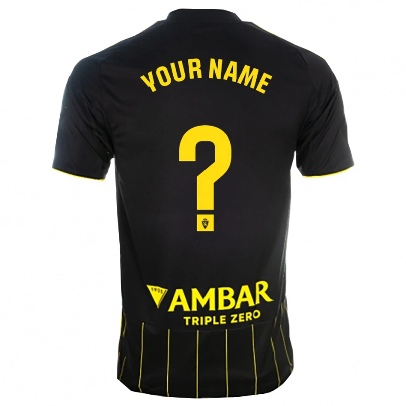 Danxen Mujer Camiseta Su Nombre #0 Negro Amarillo 2ª Equipación 2025/26 La Camisa