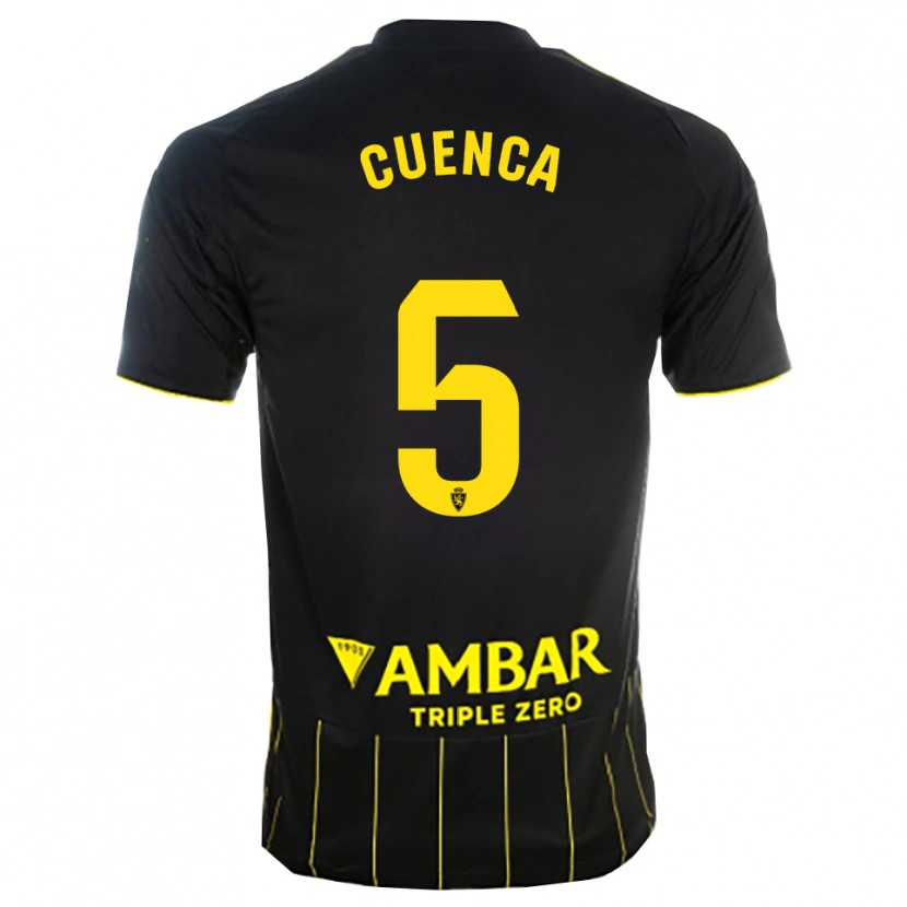 Danxen Mujer Camiseta Marcos Cuenca #5 Negro Amarillo 2ª Equipación 2025/26 La Camisa