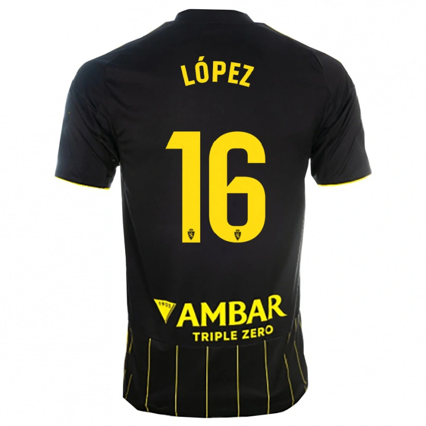 Danxen Mujer Camiseta Juan López #16 Negro Amarillo 2ª Equipación 2025/26 La Camisa