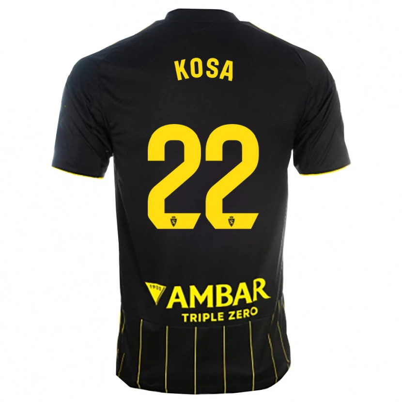 Danxen Mujer Camiseta Sebastian Kosa #22 Negro Amarillo 2ª Equipación 2025/26 La Camisa