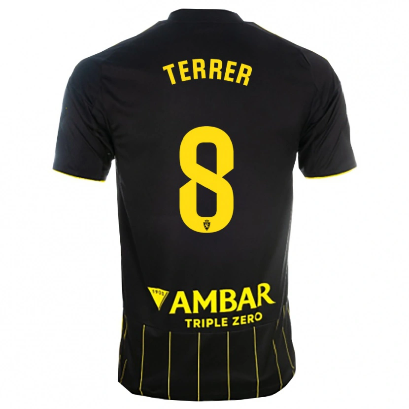 Danxen Mujer Camiseta Lucas Terrer #8 Negro Amarillo 2ª Equipación 2025/26 La Camisa