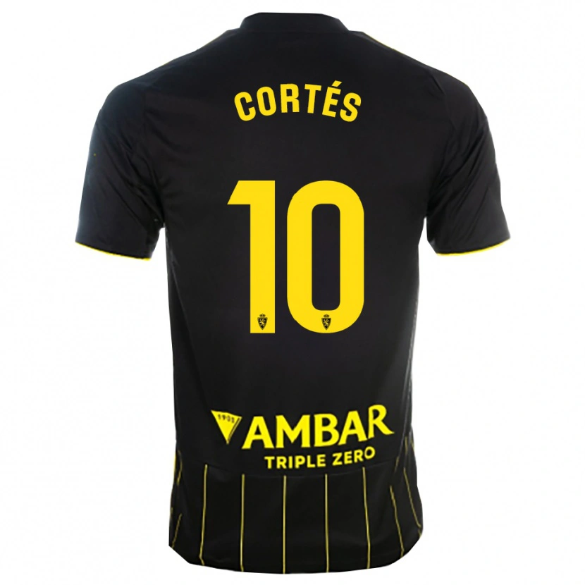 Danxen Mujer Camiseta Pablo Cortés #10 Negro Amarillo 2ª Equipación 2025/26 La Camisa