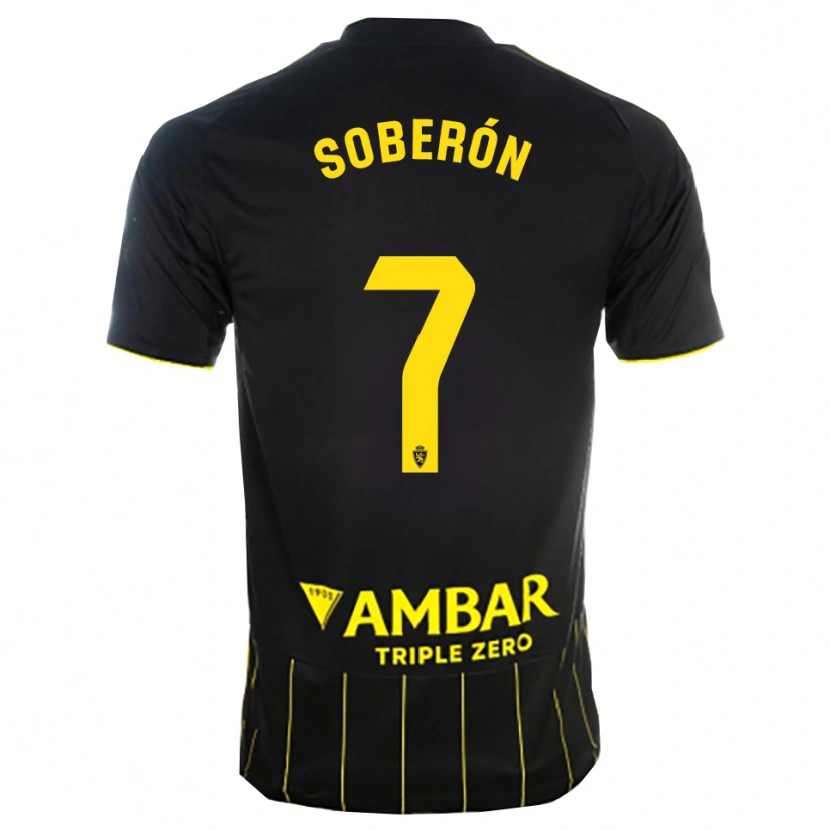 Danxen Mujer Camiseta Mario Soberón #7 Negro Amarillo 2ª Equipación 2025/26 La Camisa
