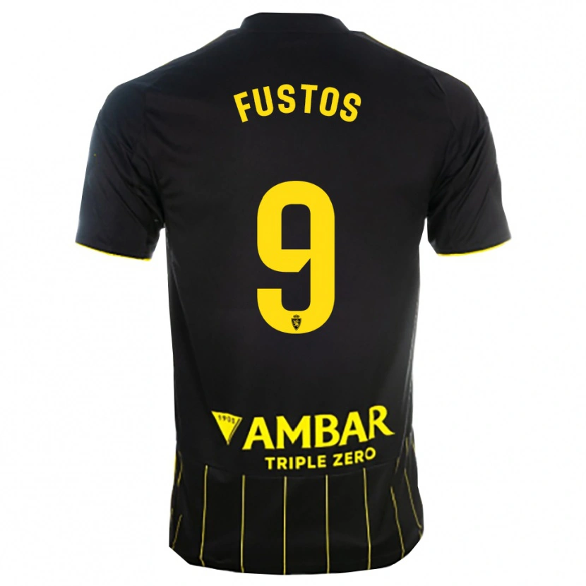 Danxen Mujer Camiseta Darius Fustos #9 Negro Amarillo 2ª Equipación 2025/26 La Camisa
