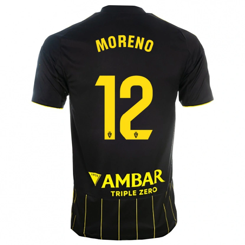Danxen Mujer Camiseta Eloy Moreno #12 Negro Amarillo 2ª Equipación 2025/26 La Camisa