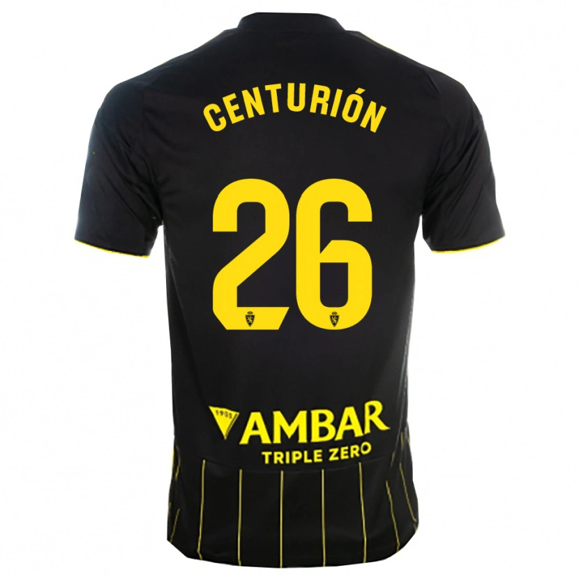 Danxen Mujer Camiseta Pablo Centurión #26 Negro Amarillo 2ª Equipación 2025/26 La Camisa