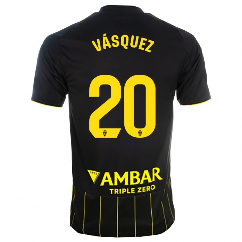 Danxen Mujer Camiseta José Vásquez #20 Negro Amarillo 2ª Equipación 2025/26 La Camisa