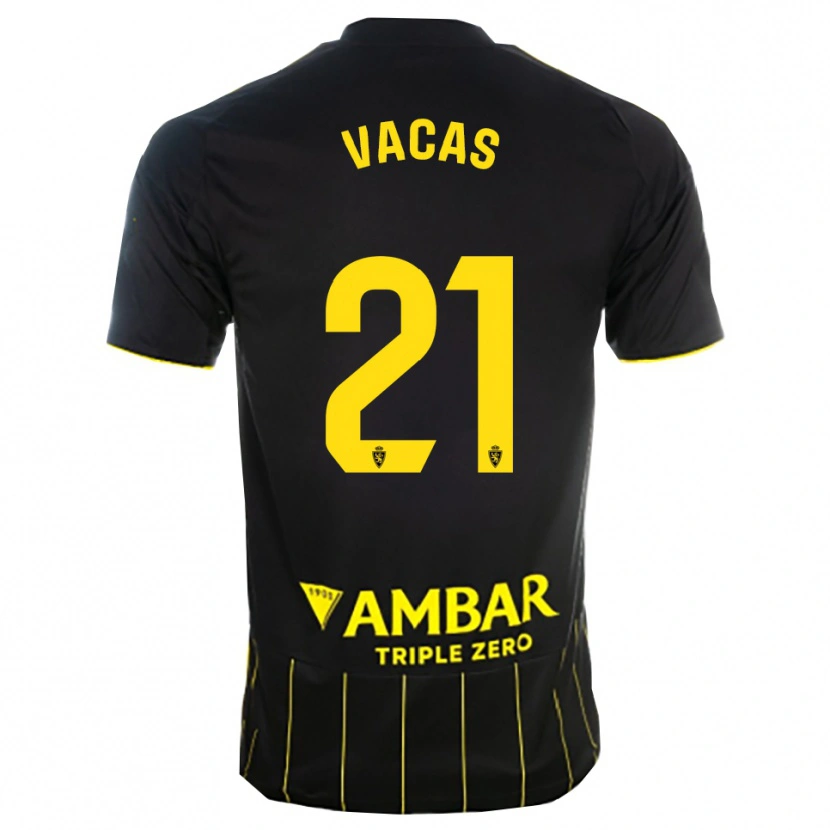 Danxen Mujer Camiseta Óscar Vacas #21 Negro Amarillo 2ª Equipación 2025/26 La Camisa