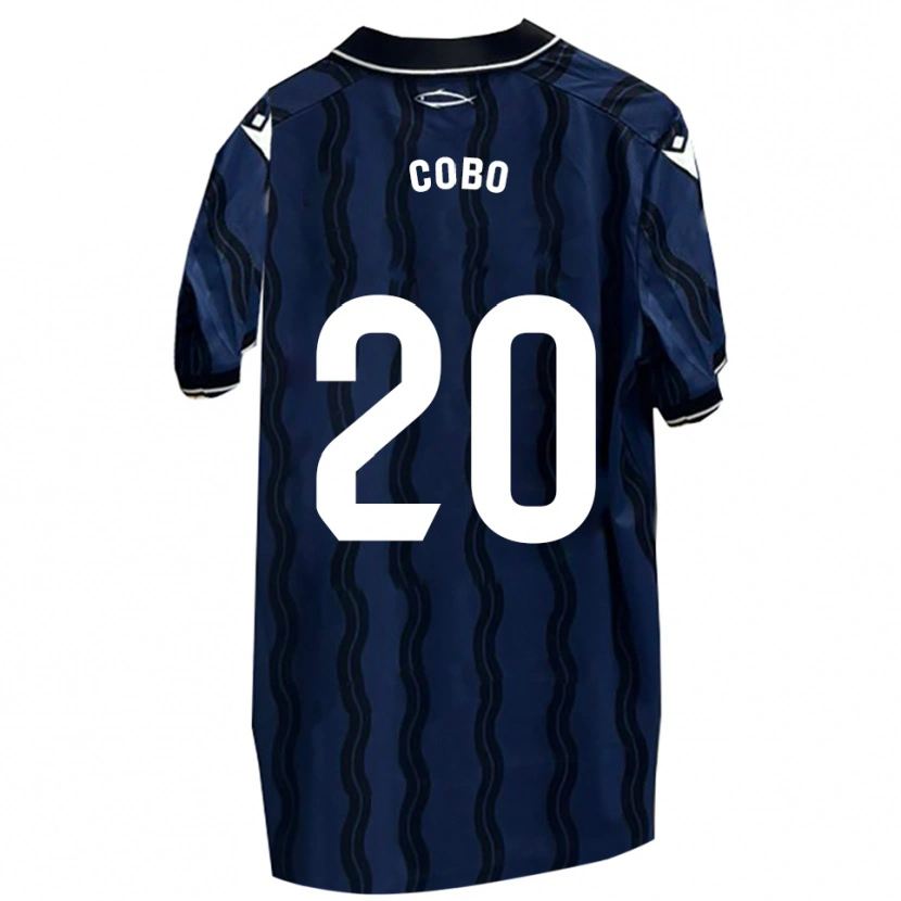 Danxen Mujer Camiseta David Cobo #20 Azul Oscuro Negro 2ª Equipación 2025/26 La Camisa