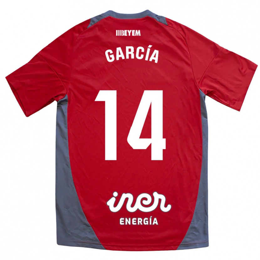 Danxen Mujer Camiseta Jon García #14 Rojo Gris 2ª Equipación 2025/26 La Camisa