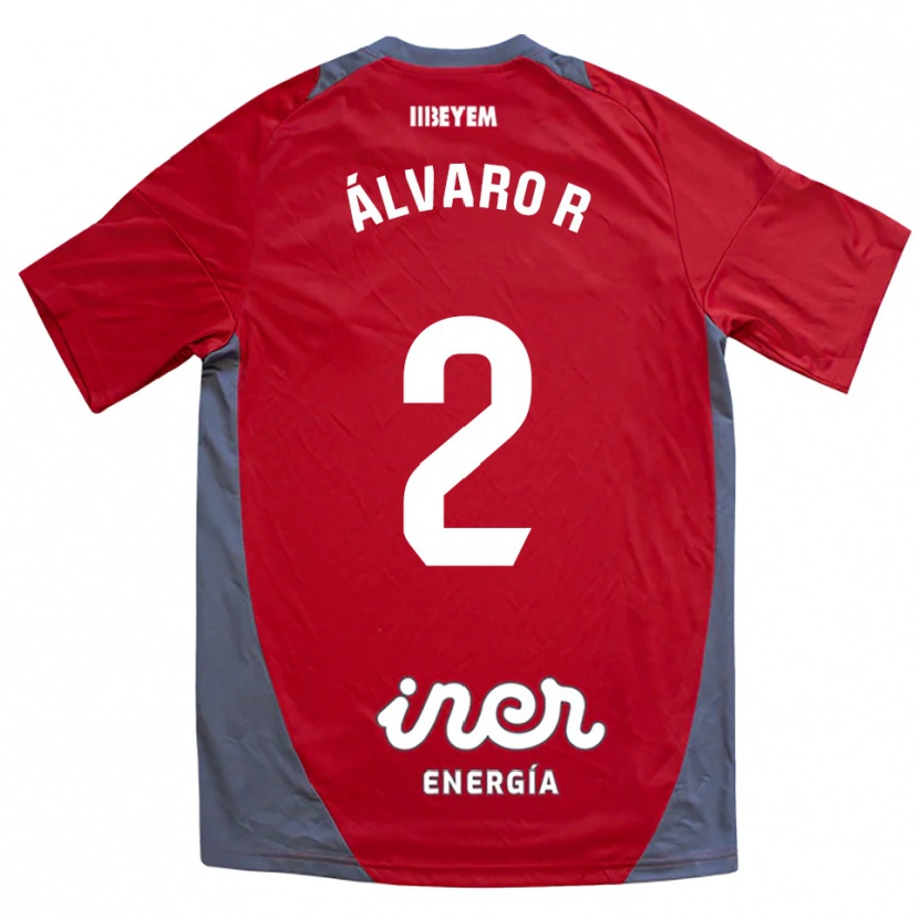 Danxen Mujer Camiseta Álvaro Rodríguez #2 Rojo Gris 2ª Equipación 2025/26 La Camisa