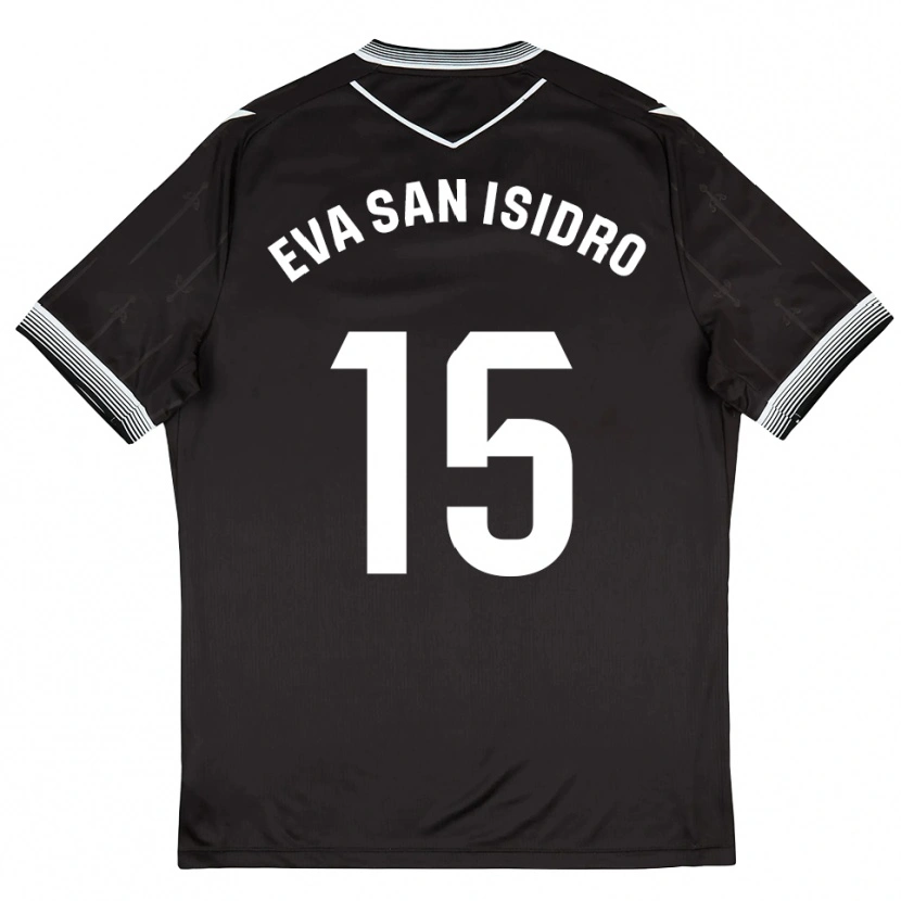 Danxen Mujer Camiseta Eva San Isidro #15 Negro Blanco 2ª Equipación 2025/26 La Camisa
