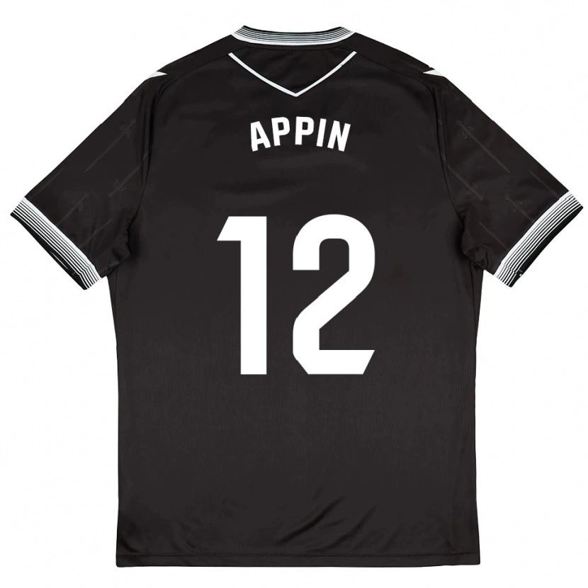 Danxen Mujer Camiseta Kévin Appin #12 Negro Blanco 2ª Equipación 2025/26 La Camisa
