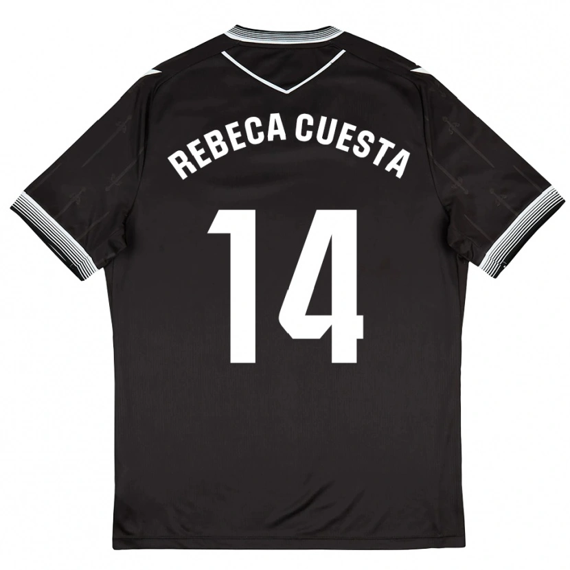 Danxen Mujer Camiseta Rebeca Cuesta #14 Negro Blanco 2ª Equipación 2025/26 La Camisa