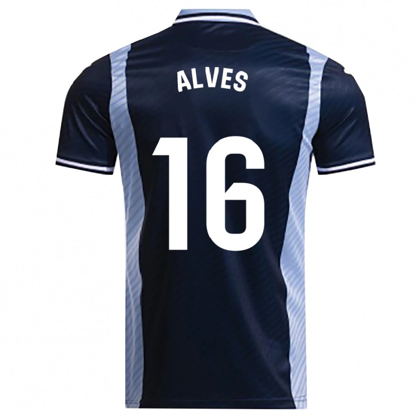 Danxen Mujer Camiseta Rubén Alves #16 Azul Marino Celeste 2ª Equipación 2025/26 La Camisa