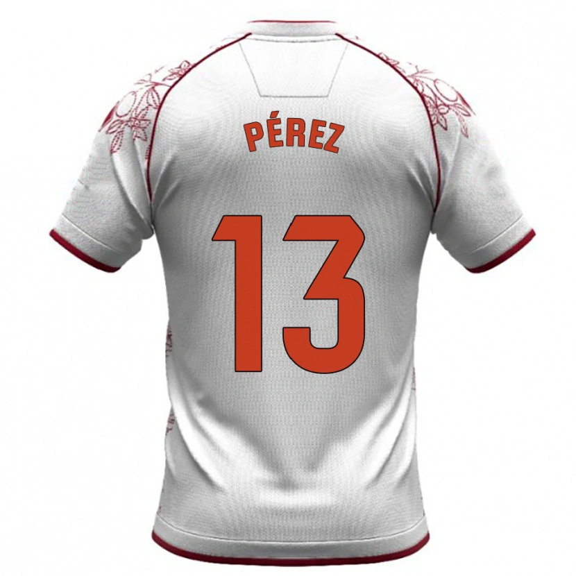 Danxen Mujer Camiseta Axel Pérez #13 Blanco Burdeos 2ª Equipación 2025/26 La Camisa