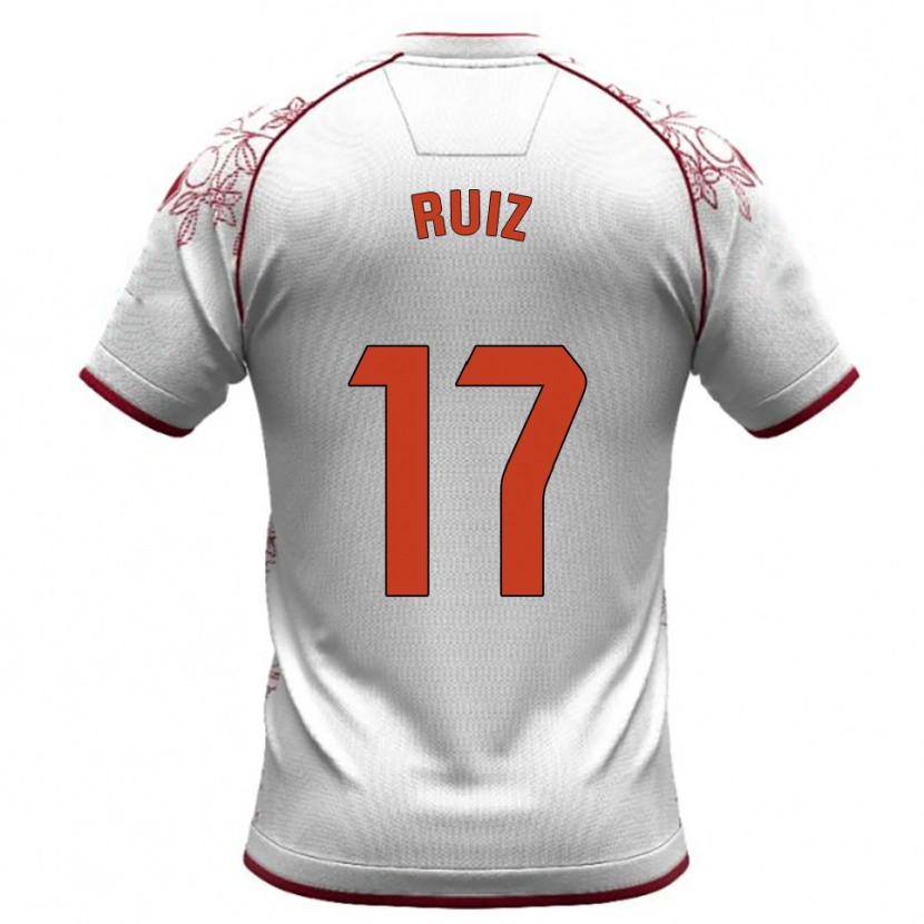 Danxen Mujer Camiseta Salva Ruiz #17 Blanco Burdeos 2ª Equipación 2025/26 La Camisa